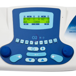 Audiometro Sibelsound 400 con display acceso in primo piano  - distribuito da O2 Med