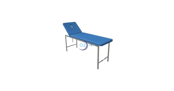 Lettino classico da visita medica blu con schienale reclinabile con Foro - distribuito da O2 Med