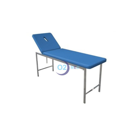 Lettino classico da visita medica blu con schienale reclinabile con Foro - distribuito da O2 Med
